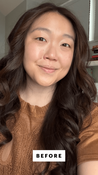 Lee before applying the InnBeauty Skin Prep Exfoliating Pads